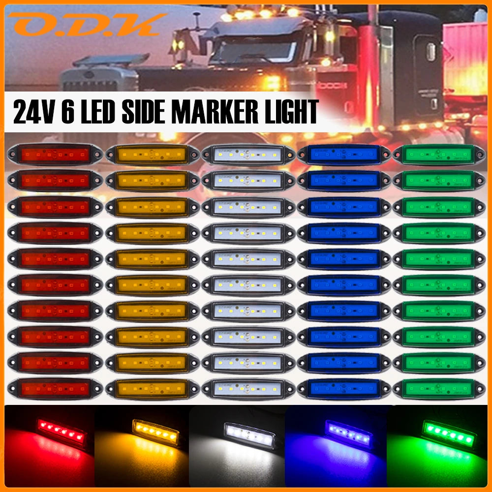10PCS 24V External Side Marker Indicator Trailer Rear Bus
