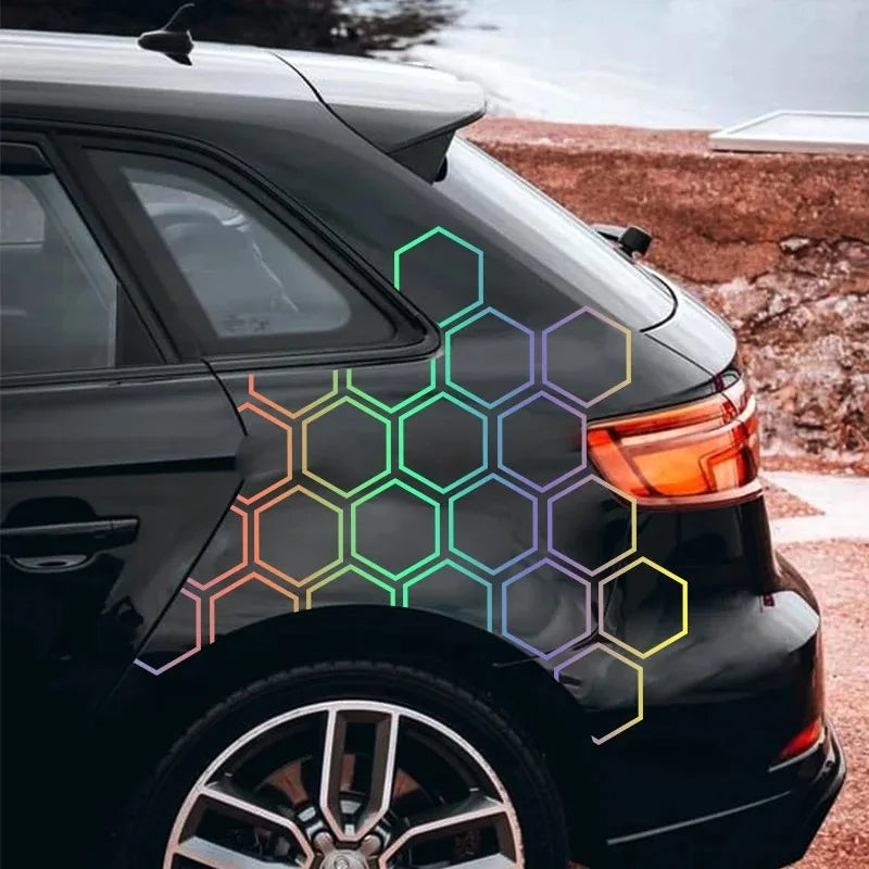 8PCS Honeycomb Stickers Sport Side Door Personalized Automobile