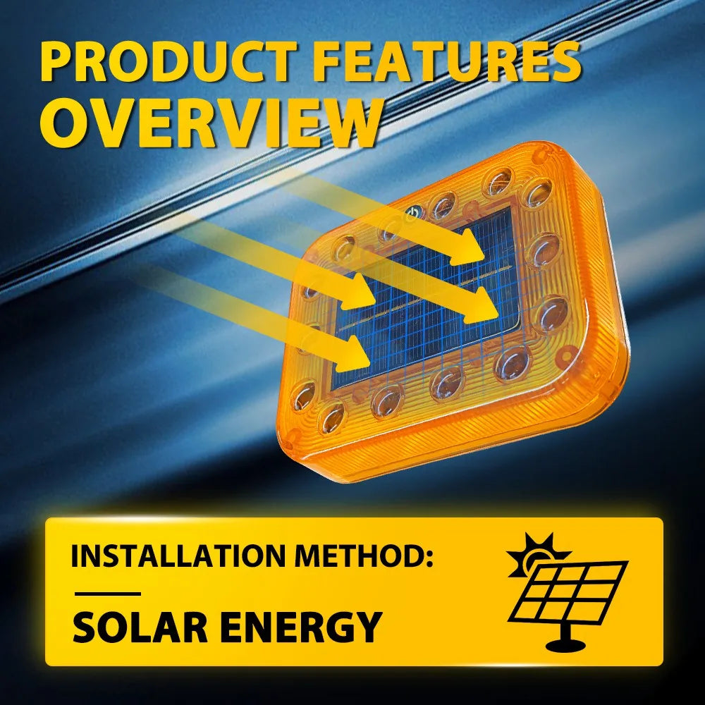 For All 2PCS Amber Solar Energy Magnetic Strobe Flashing Trucks