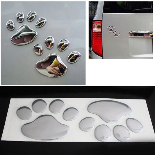 2PCS Sticker Cool Design Paw 3D Animal Dog Cat