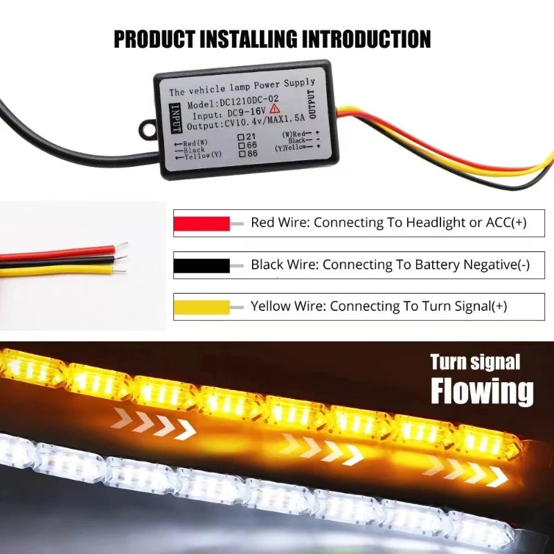 Daytime Running Turn Signal Flowing Driving Yellow White