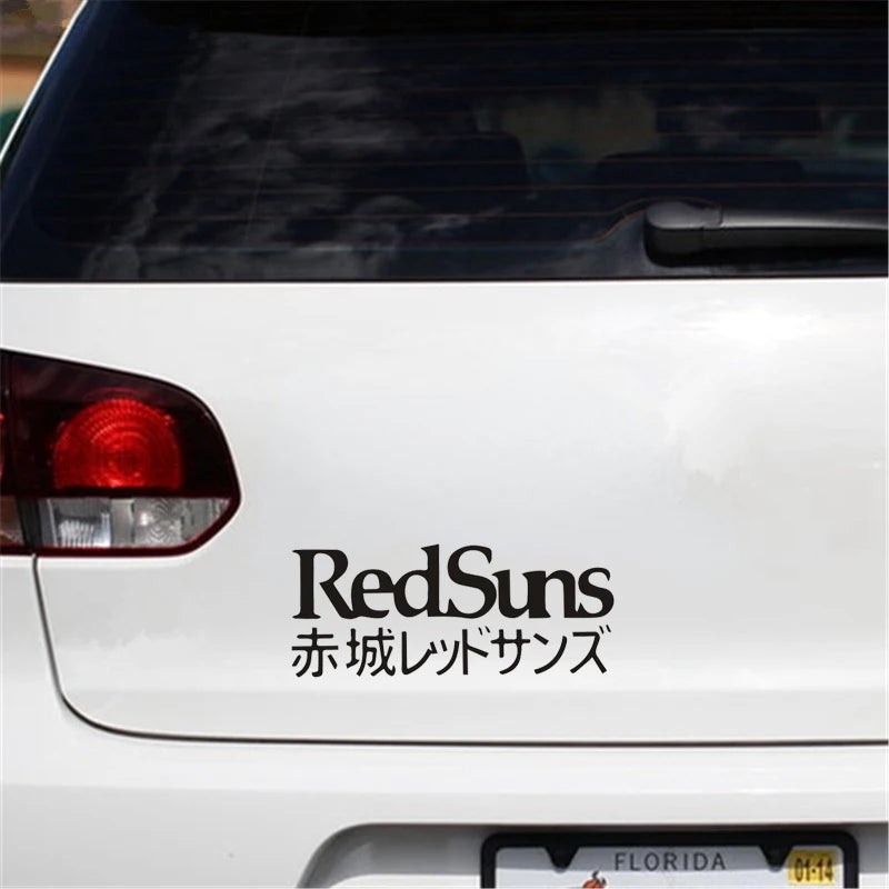 Japanese Words Red Suns Initial Sticker Fashion Waterproof Jdm