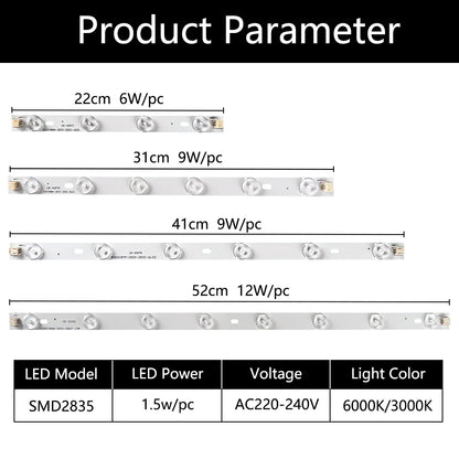 For Ceiling Light 22CM 31CM 41CM Bar Module 220V 52CM Brightness
