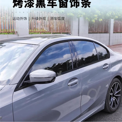 For BMW 5 Series G30 2018-2023 Black Steel Window Molding Frame