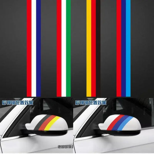 Tricolour Sticker Germany Italy France Flag Body Rearview Mirror