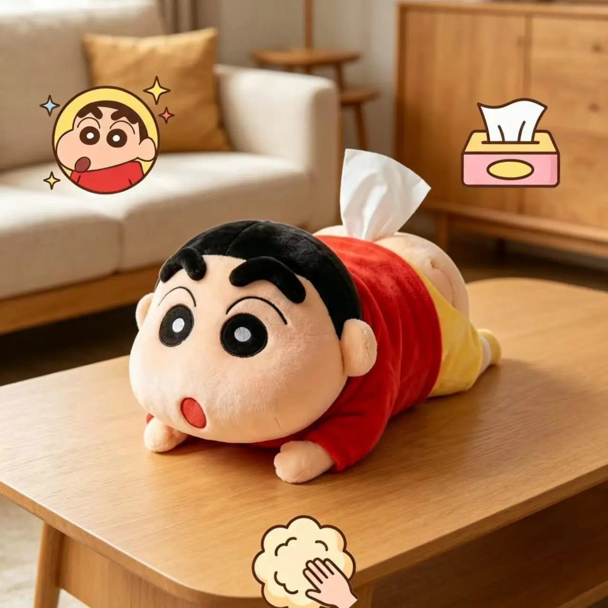 For Home Cute Lying Down Crayon Shin Chan Figurine Tissue Box