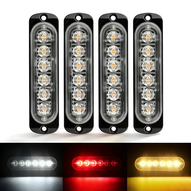 4P Truck Signal 12v-24v Strobe Grille Flashing Bar Side
