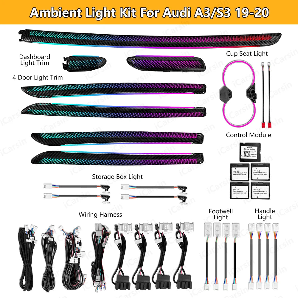 For Audi A3 S3 8V 2013-2020 Colors Dynamic Ambient Interior
