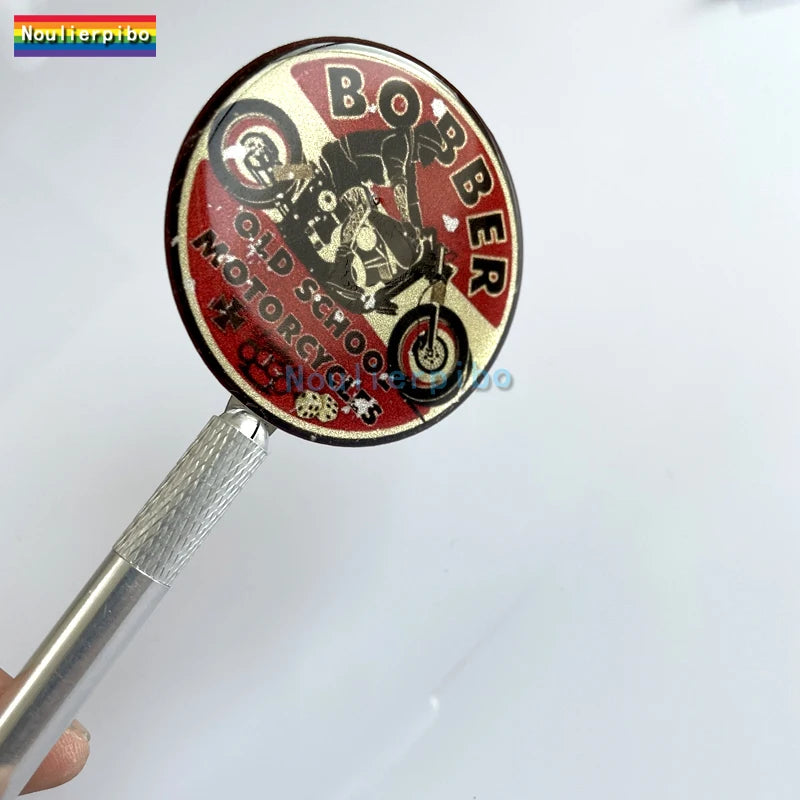 3D Dome Gel Sticker Old Shool Wolf Biker Retro