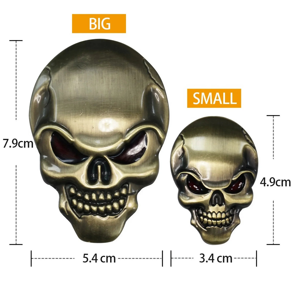 Stonego 3D Skull Logo Metal Body Stickers Zinc Alloy