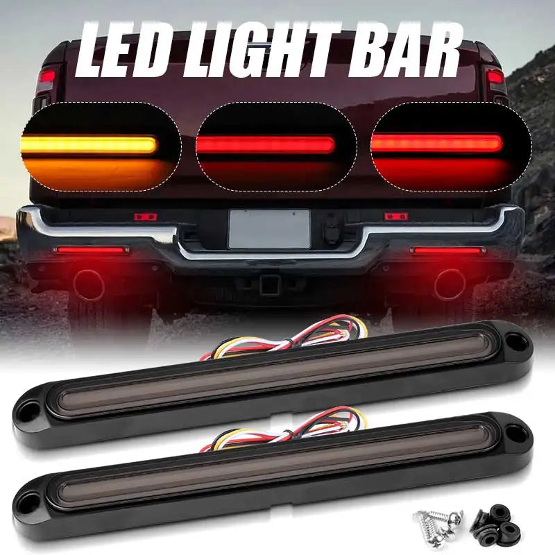 For Pickup Smoked Rear Bumper Tail Bar 12V Sequential Turn Signal