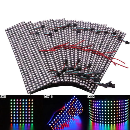 3PCS ws2812b RGB Flexible 8X8 16X16 8X32 Pixel Panel