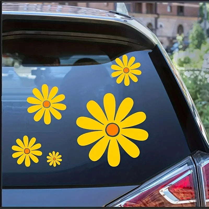 For Auto Rear Window Creative 5PCS self-adhesive Daisy Stickers