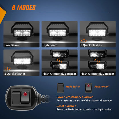Nilight Bar 6.5inch Triple Row Spot Flood Combo Beam