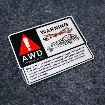 Warning Safety 4WD Sticker full-time four-wheel Drive Do Not