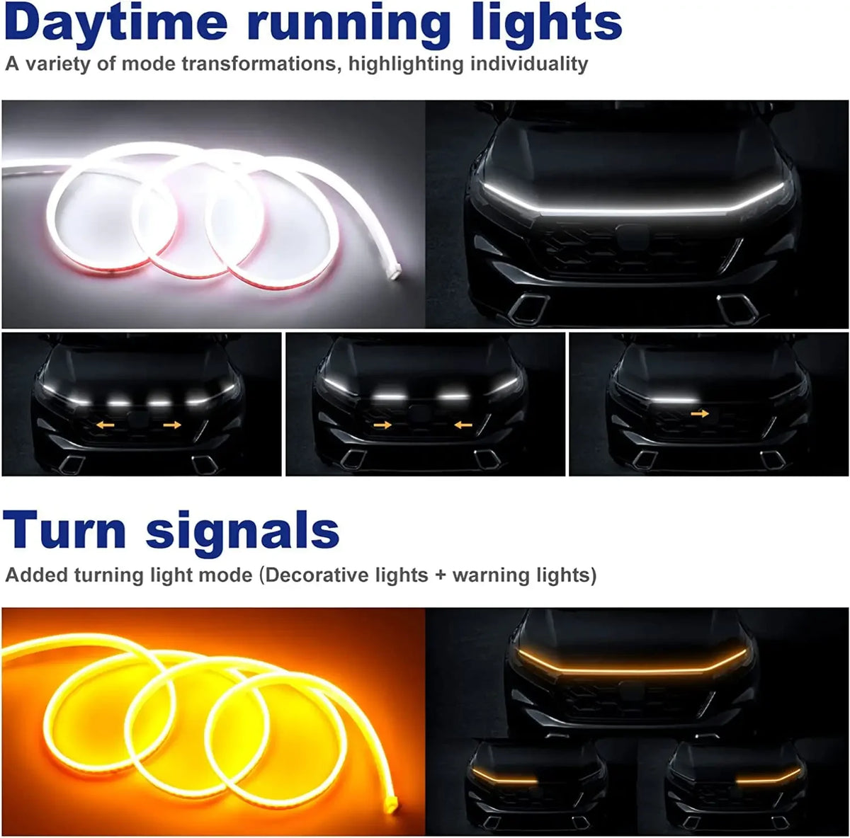 Daytime Running Strip Start Scan Yellow Turn Signal Indicator