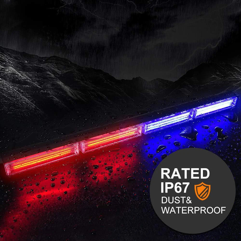 12-24v Cob Strobe Bar Roof Warning Beacon Safety Amber