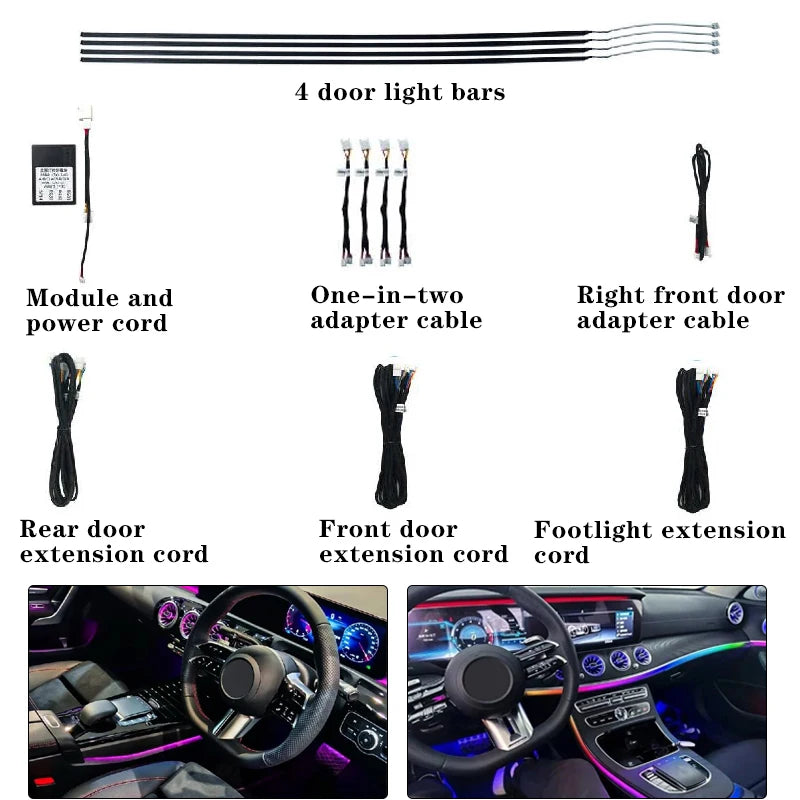 For Mercedes-Benz A B Cla Gla Door Bars Foot Interior Atmosphere