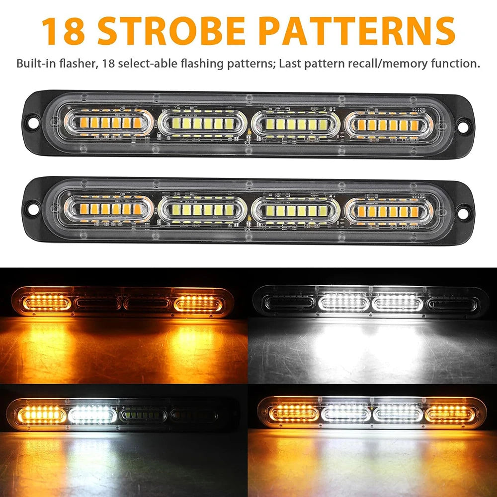 24 Strobe Bar Amber Grille Flash Side Taillight Beacon