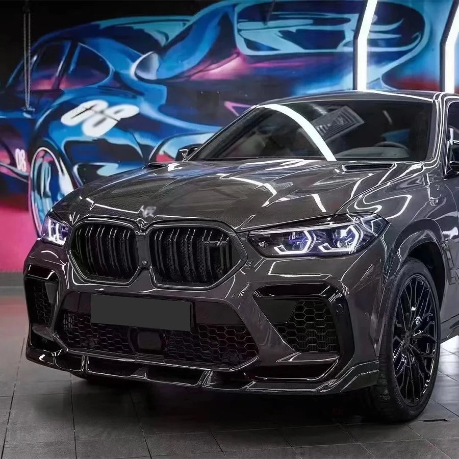 For BMW X6M F96 2019+ Carbon Fiber Ld Front Bumper Lip Splitter