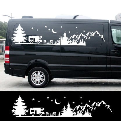 For Camper Camping Forest Landscape Mountain Sticker Van SUV