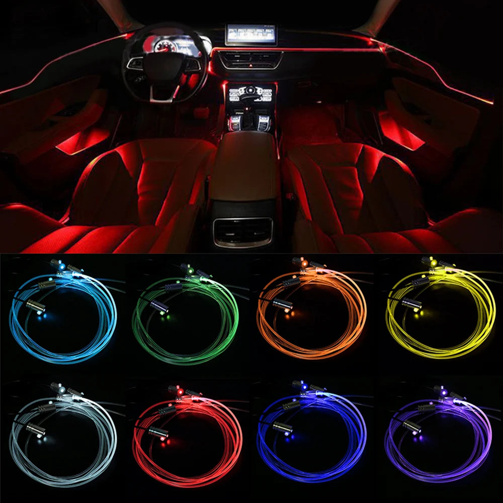 12V 6M Strips RGB Interior Ambient Fiber Optic Lens