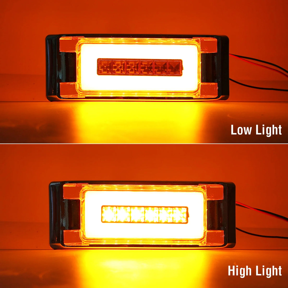 Yellow Square Side Marker Clearance Halo Ring 12V 24V