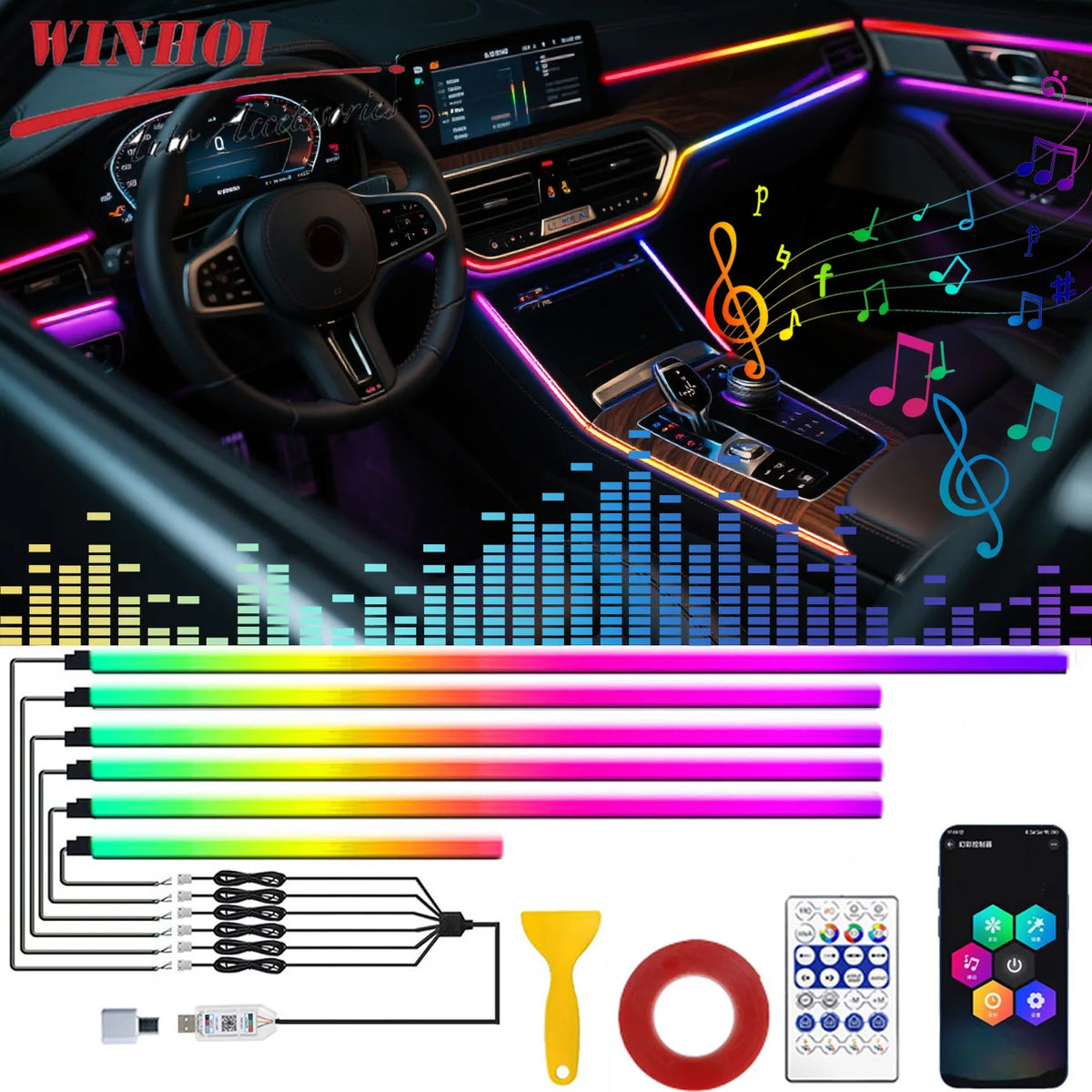 Acrylic Interior Strip APP RGB Atmosphere USB Neon Ambient