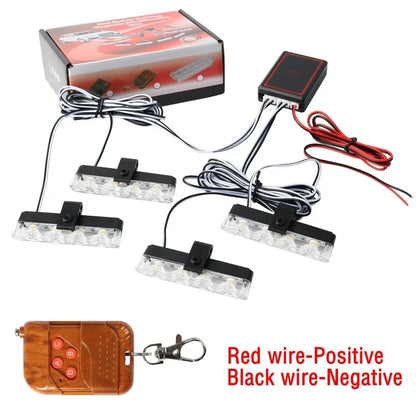 4X4 Strobe Warning Lamps Wireless Remote Control 12V 16LED