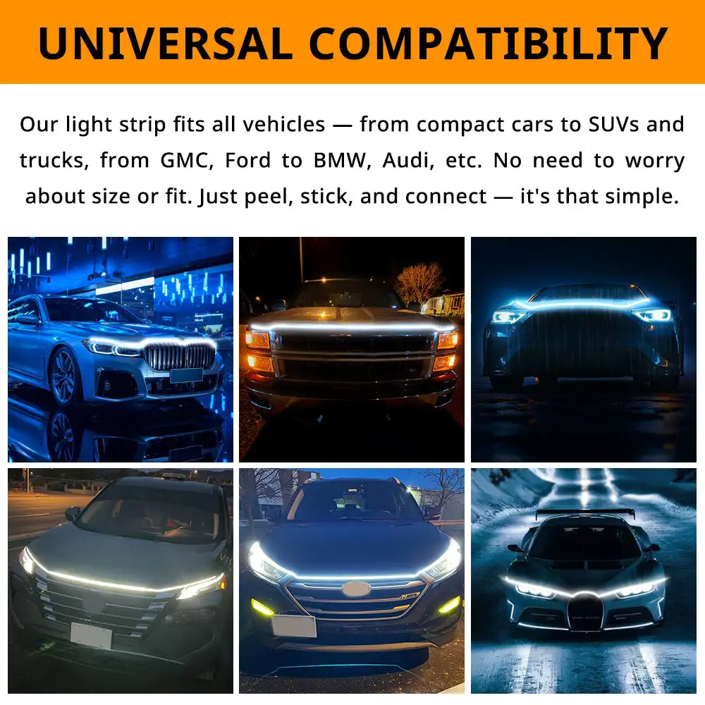 Inch White Dynamic Scan Truck Hood Strip Waterproof Silicone