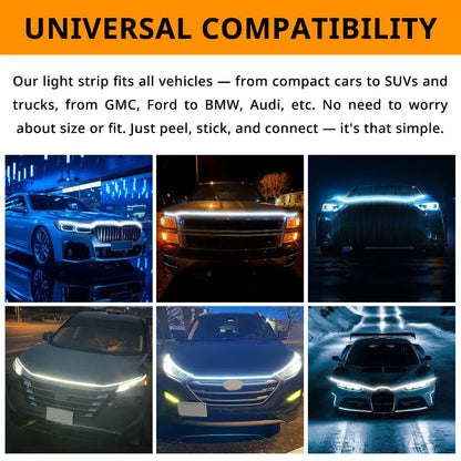 Inch White Dynamic Scan Truck Hood Strip Waterproof Silicone
