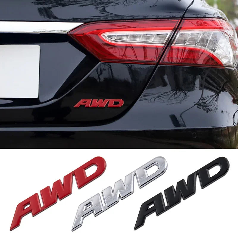 For Awd Logo Emblem Sticker Fender 3D Metal Letters Trunk Badge