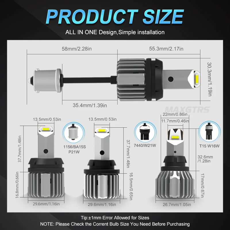2X 1156 ba15s 7440 W21W T15 W16W 921 912