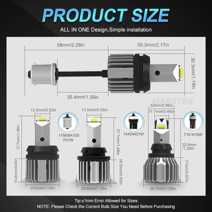 2X 1156 ba15s 7440 W21W T15 W16W 921 912