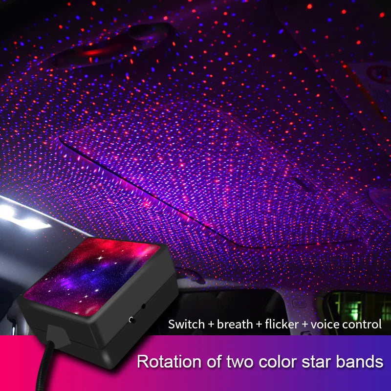 Dynamic Autorotation Dual Color USB Roof Star Interior Starry
