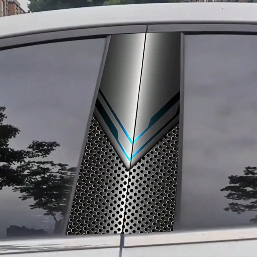 Tech Silver Blue v-chevron Pillar Decal Waterproof 3D Metal