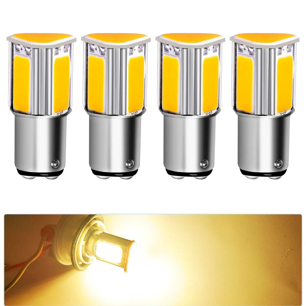For Automotive Stop Turn Signals Lights 4PCS ba15s bay15d Brake
