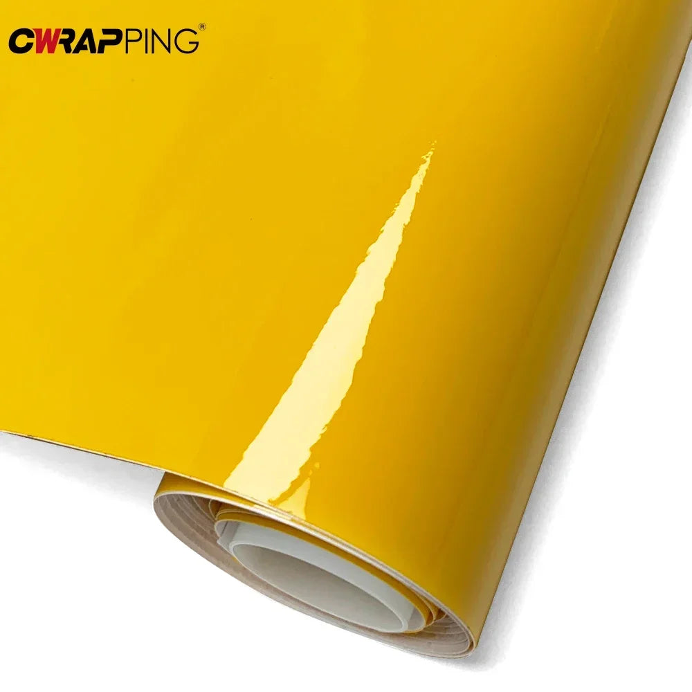 Sticker Vinyl Wraping Glossy Wrap Waterproof Adhesive Yellow