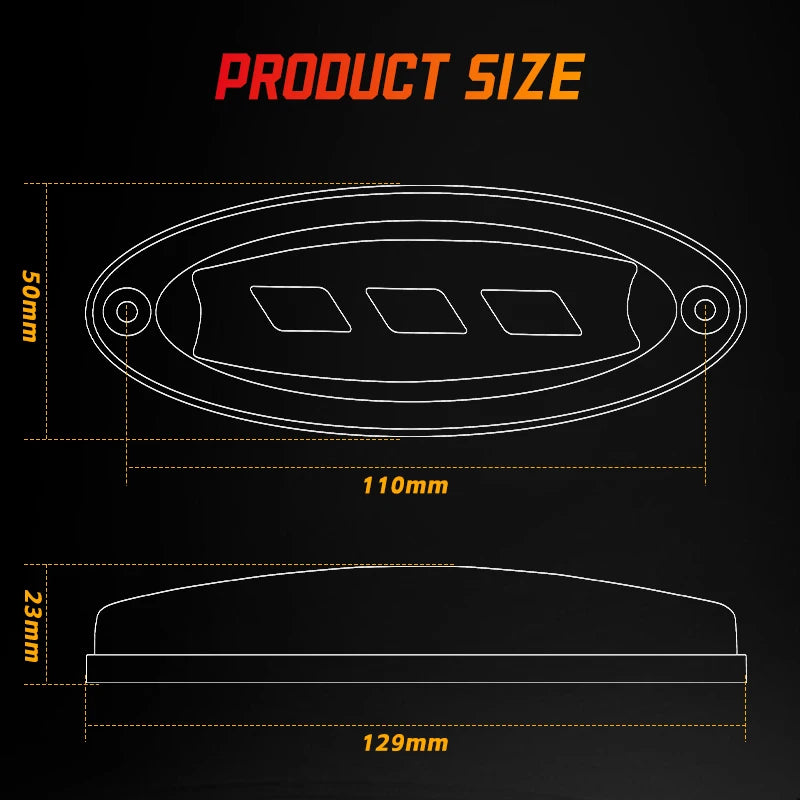 Truck Oval Side Red Yellow Marker Turn Signals Rear