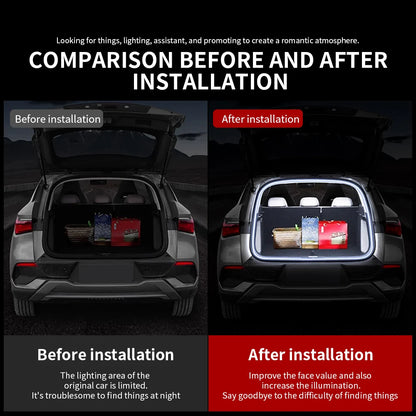 LED Trunk Lighting Car Ambient Light Front Rear Luggage Compartment Easy Install Dynamic Flowing Decoration Tailgate Lam