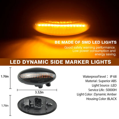 For Peugeot 1007 107 108 206 2X Dynamic Turn Signal Side Marker
