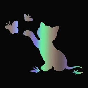 Cat Catching Butterfly Cute Sticker Body Bumper Windows