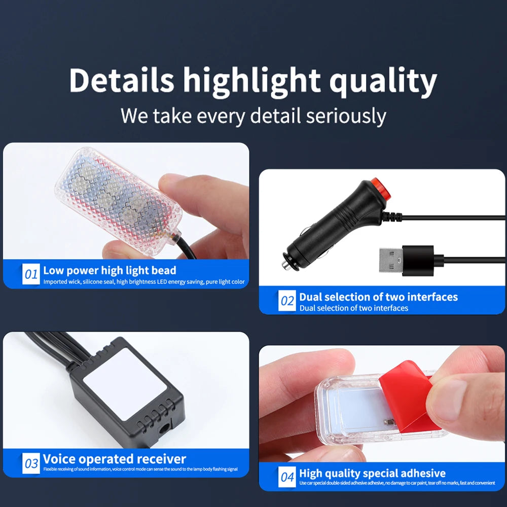 Footwell RGB Interior Atmosphere APP Remote USB Cig Lighter