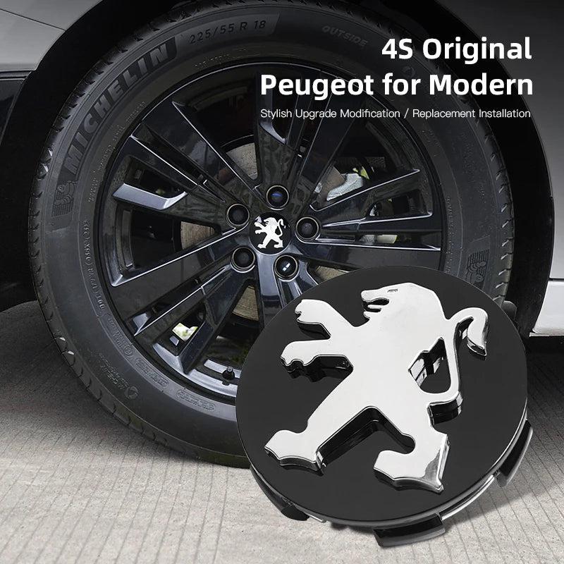 For Peugeot 408 4008 308 3008 4PCS Emblem Wheel Hub Center Cover