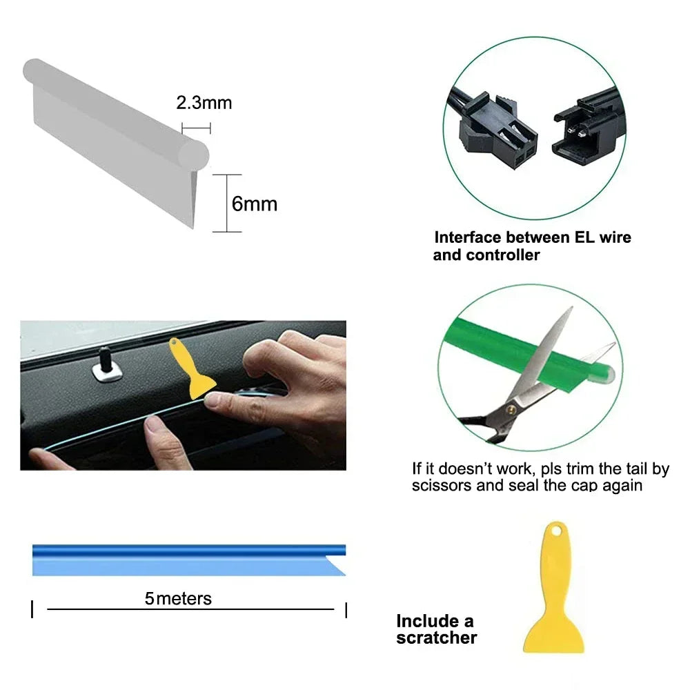 1-5m Interior Strip Atmosphere USB El Wiring Decor