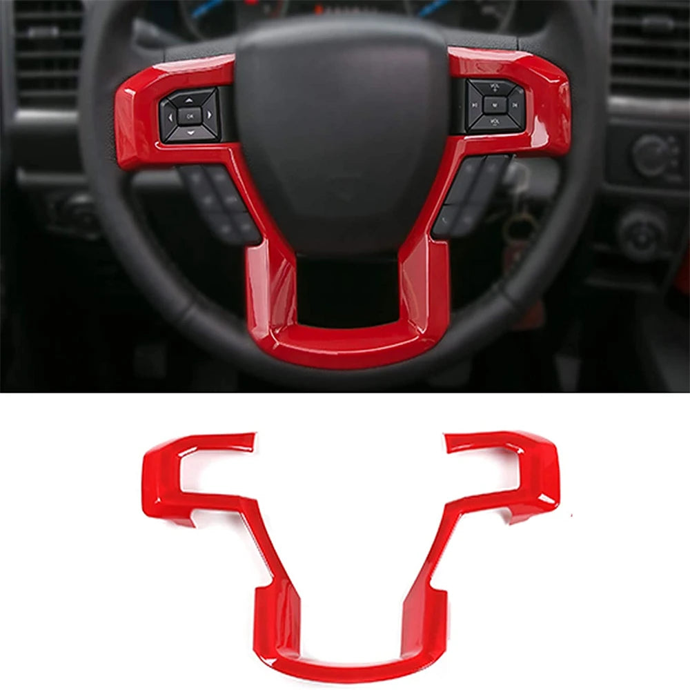 For Ford F150 2015 - 2020 ABS Carbon Fiber Steering Wheel Cover