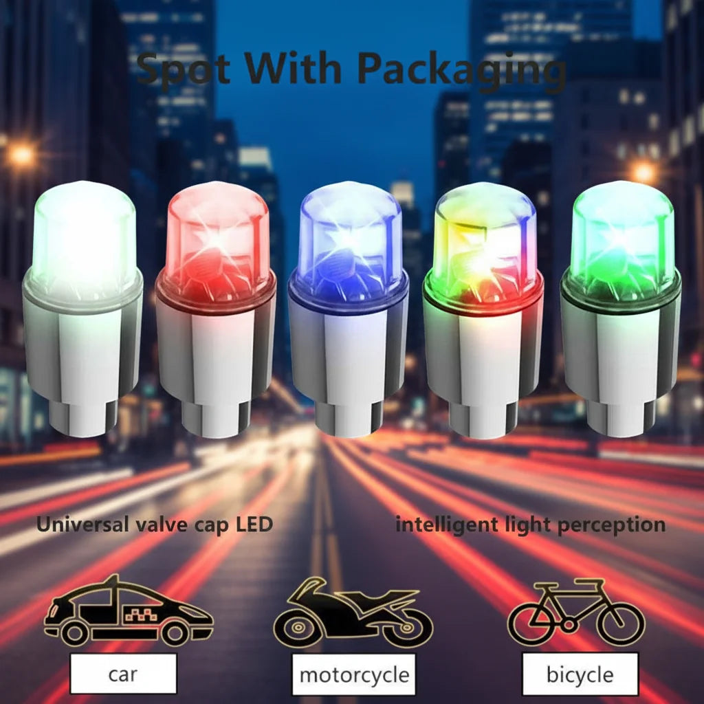 Wheel Bicycle Valve Neon Colorful Tire Cover Flashing Bulb