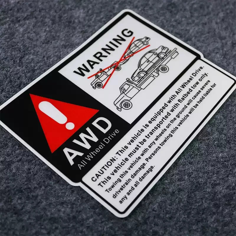 Warning Safety 4WD Sticker full-time four-wheel Drive Do Not