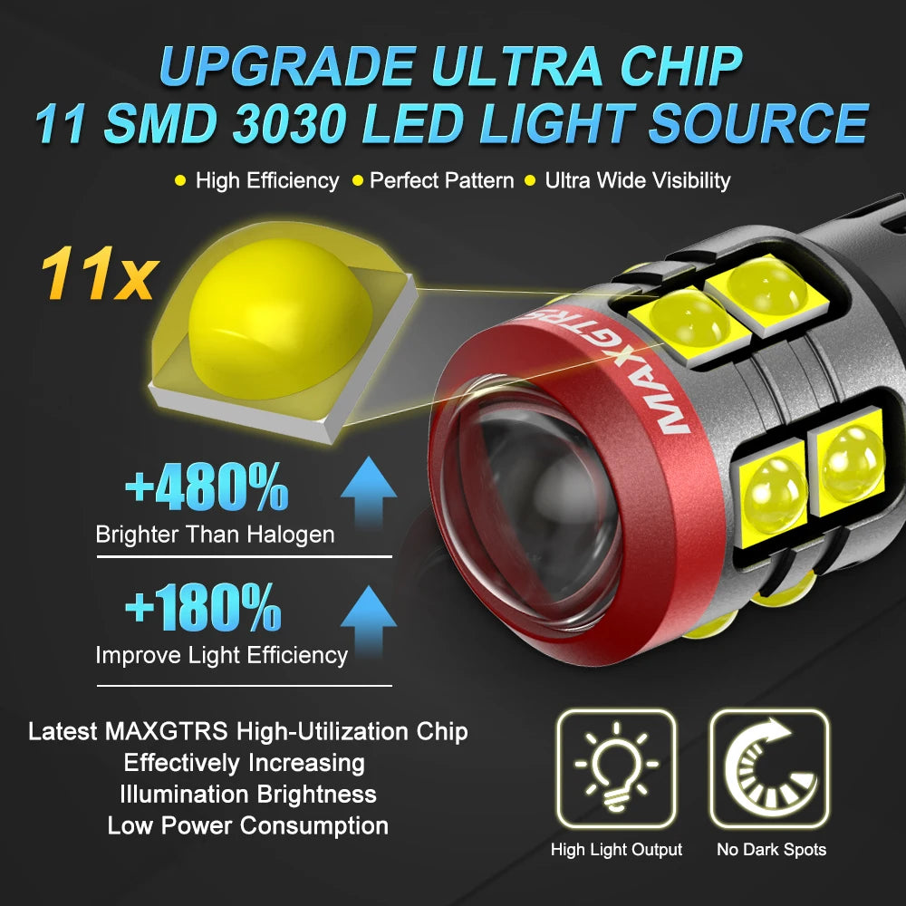 2PCS T10 W5W 194 Canbus No Error 3030 Smd