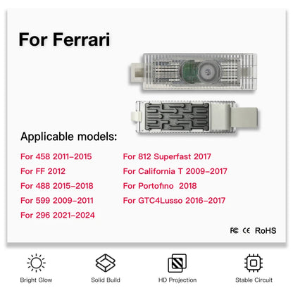 For Ferrari 458 488 599 Ff Door Welcome F8 F12 296 612